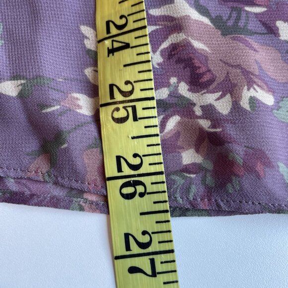 Chaps Sheer Peasant Top Blouse Size XL Petite Purple Floral Whimsigoth Fairy - Picture 9 of 11